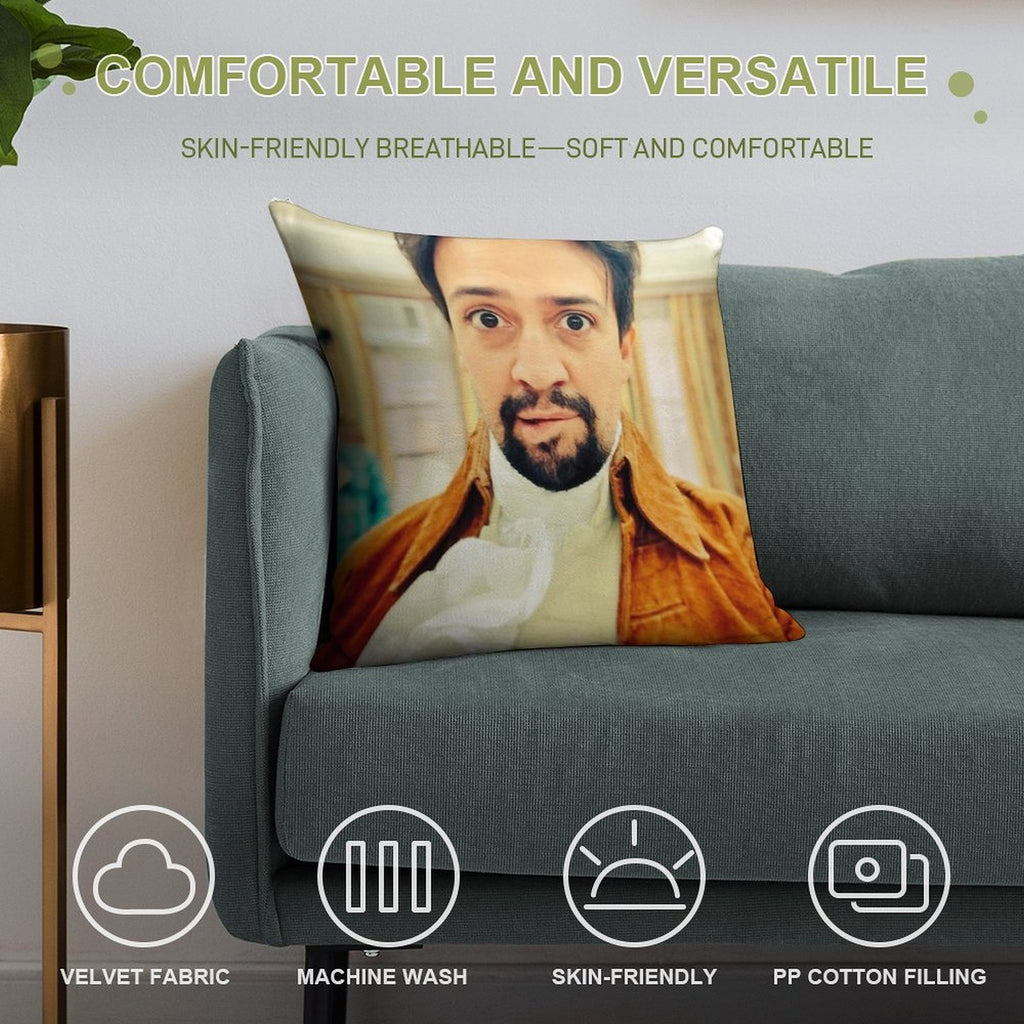 Lin Manuel Miranda Biting His Lip Soft Easy Maintenance Throw Pillow