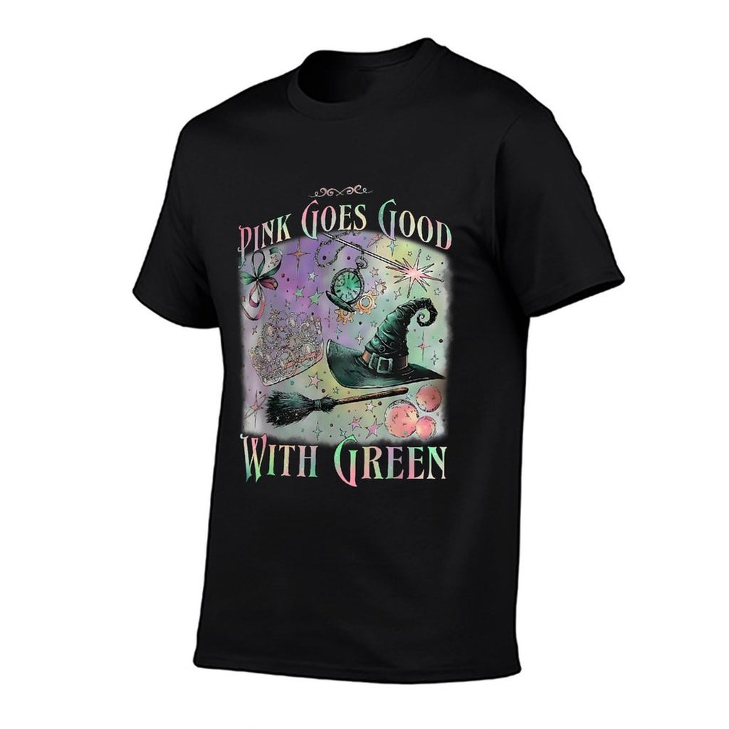Pink Goes Good With Green Funny Halloween Witch Women Girls  Soft T-Shirt