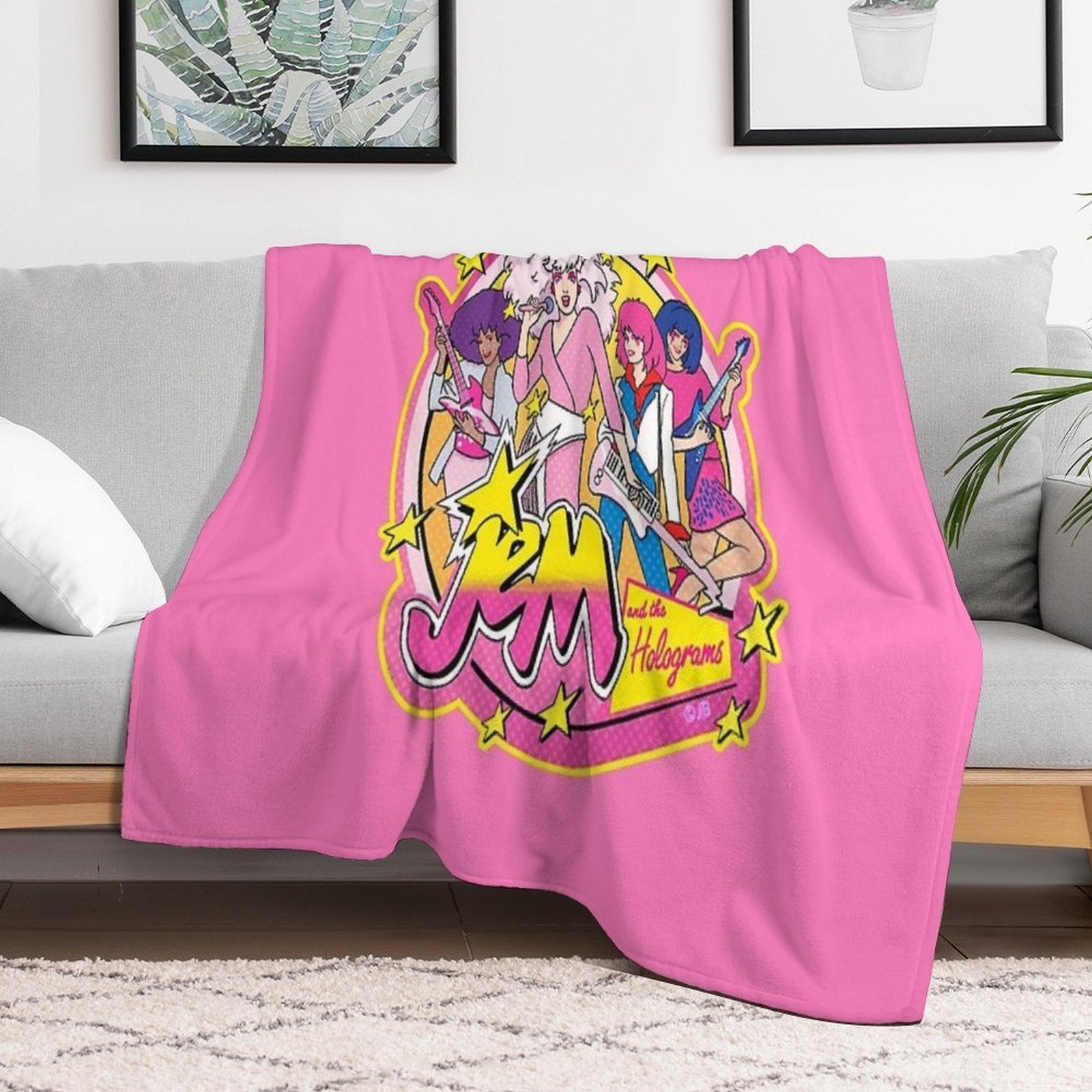 80S Jem And The Holograms HIGH QUALITY Machine-washable Throw Blanket