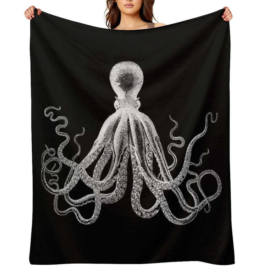 Octopus  Vintage Octopus  Tentacles  Sea Creatures  Nautical  Ocean  Sea  Beach  Black And White Comfort Throw Blanket