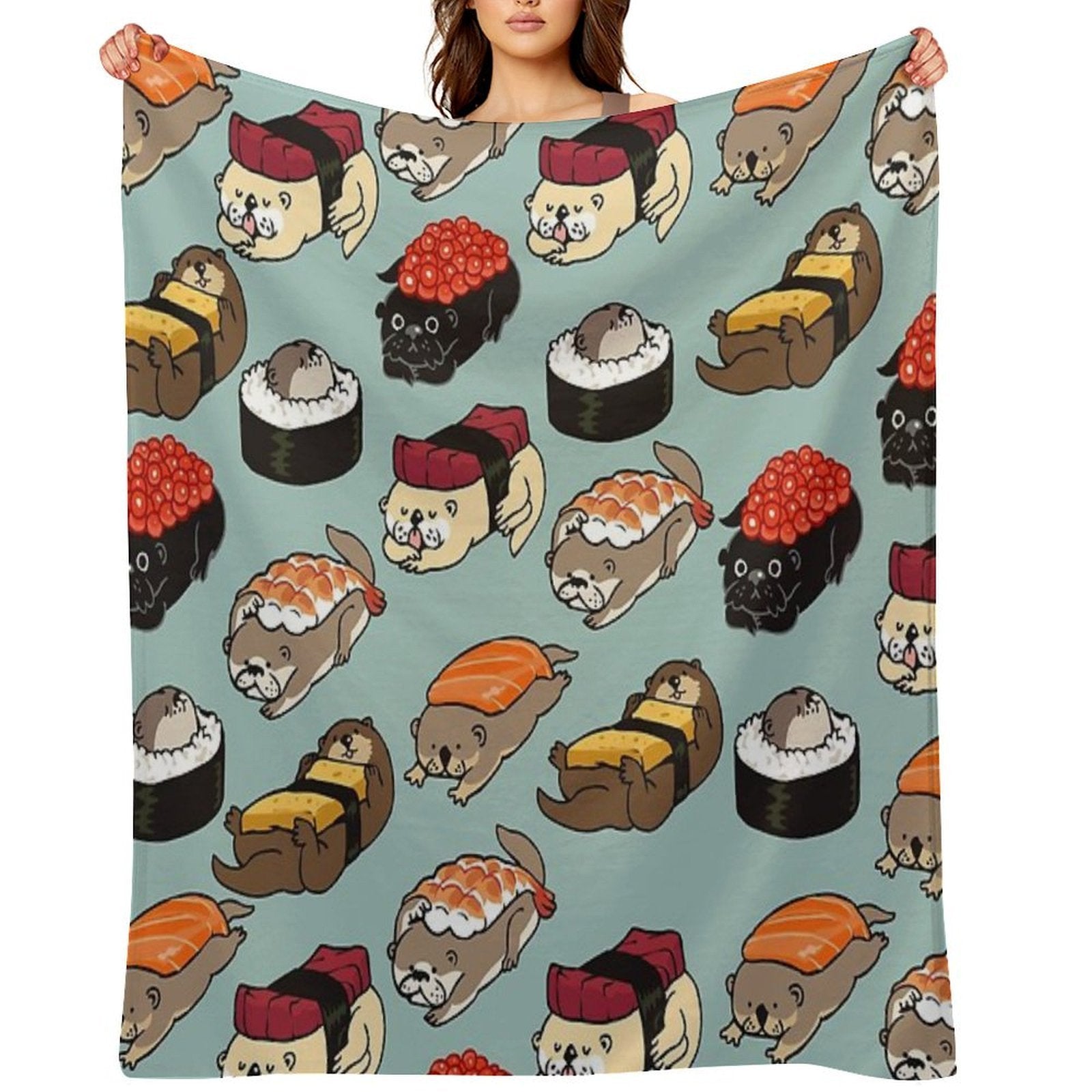 Sushi Otter Plush Throw Blanket