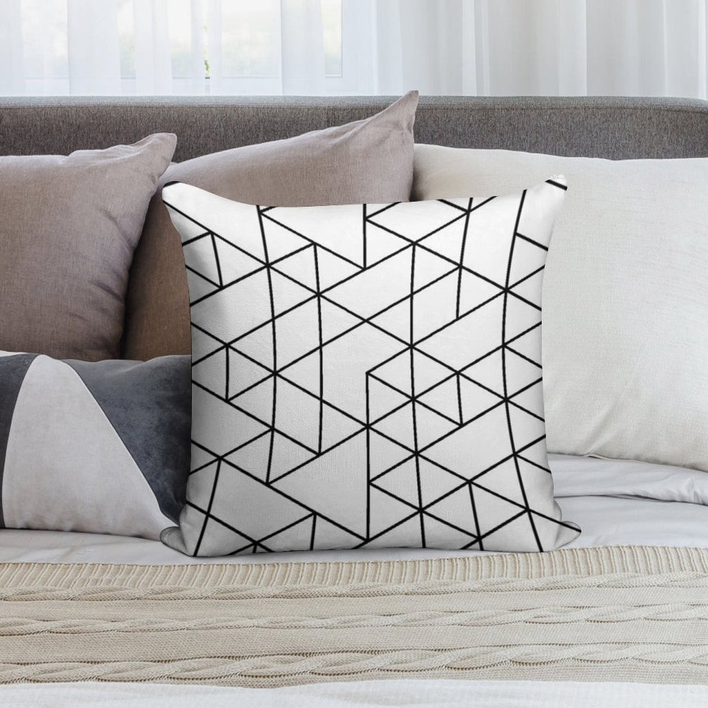Triangles, Black And White Soft Skin-Friendly Throw Pillow