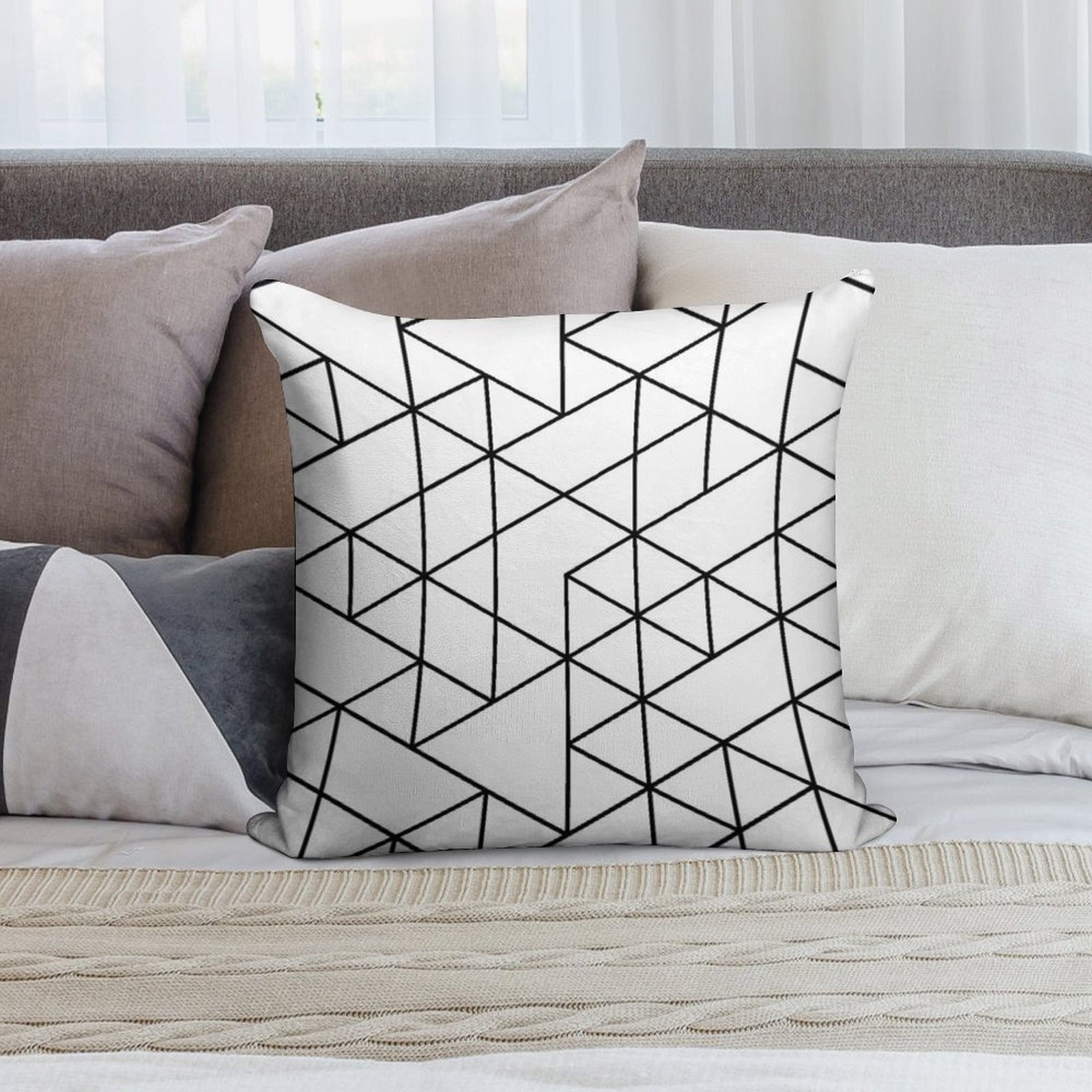 Triangles, Black And White Soft Skin-Friendly Throw Pillow