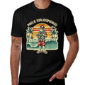 Retro Christmas Surf, Mele Kalikimaka Santa Shaka Hawaii  High-quality Stitching T-Shirt
