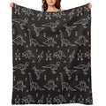 Black And White Origami Dinosaurs Multi-functional Throw Blanket
