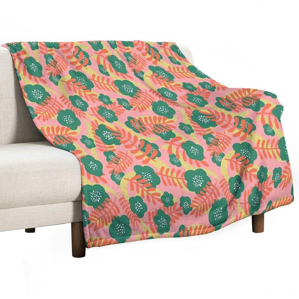 Bright Florals Wrinkle-free Throw Blanket