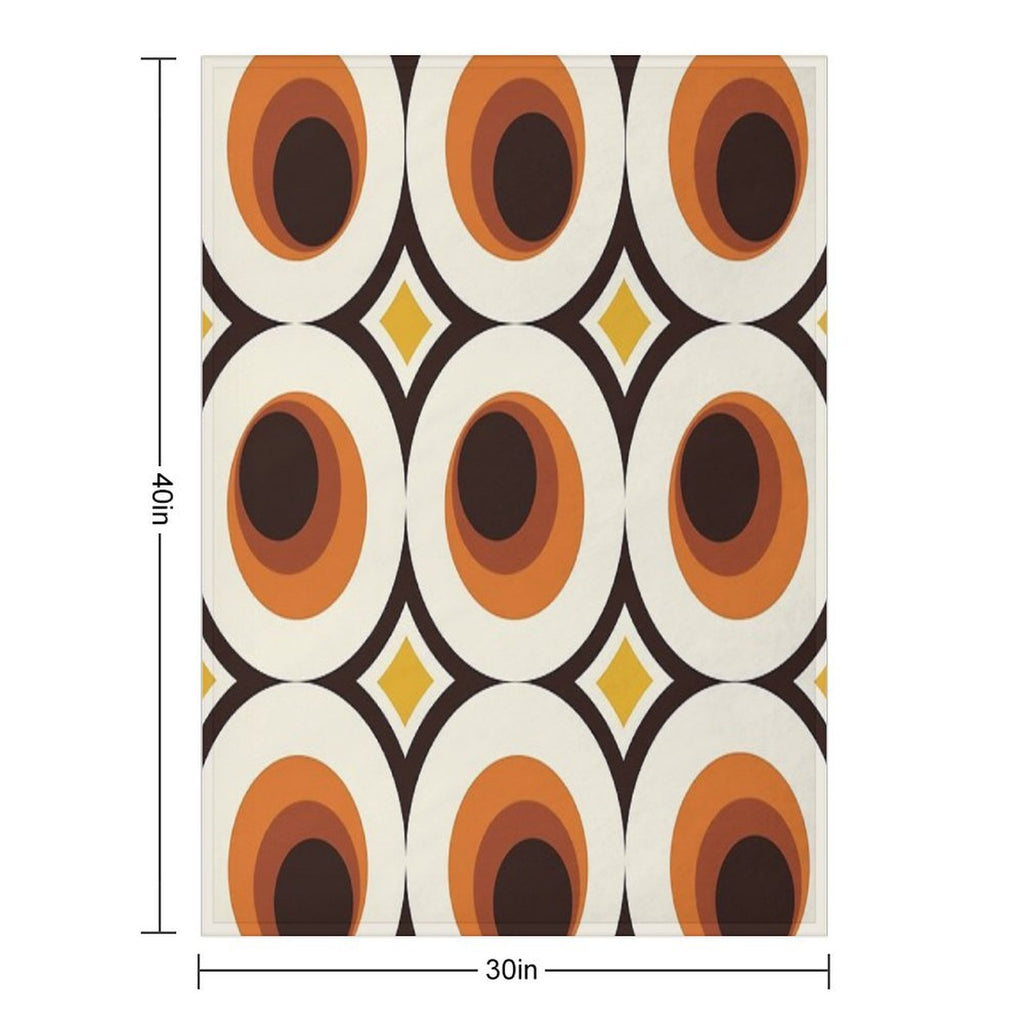1970s Orange Mid-Century Modern Circle 1 Premium Throw Blanket
