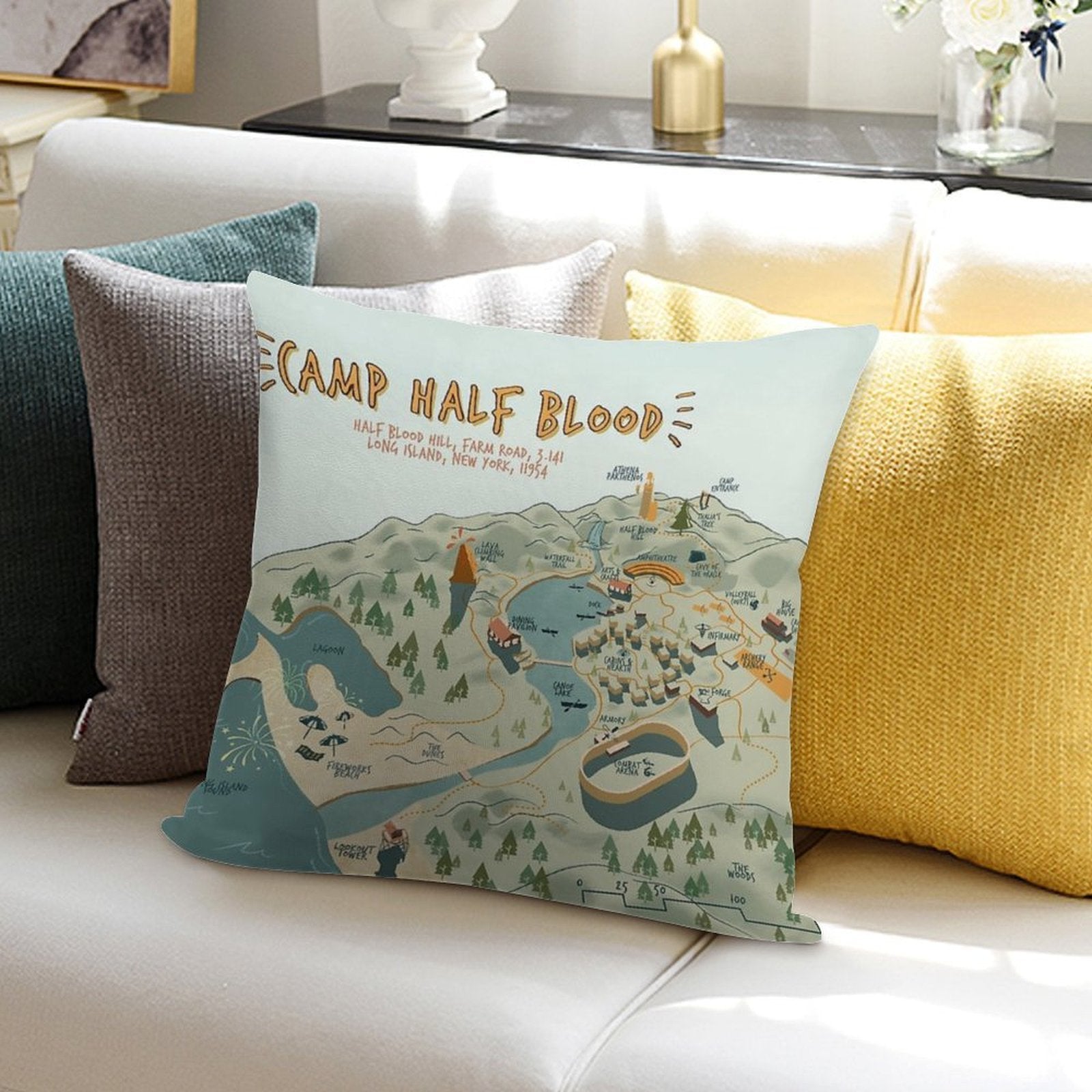 Map of Camp Half Blood Soft High-Density Material Throw Pillow