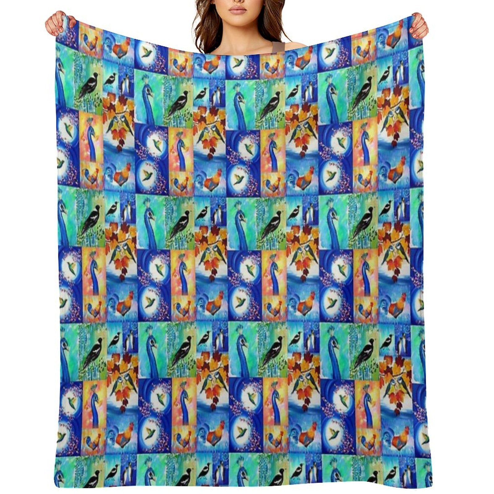 Bird Prints Wrinkle-free Throw Blanket