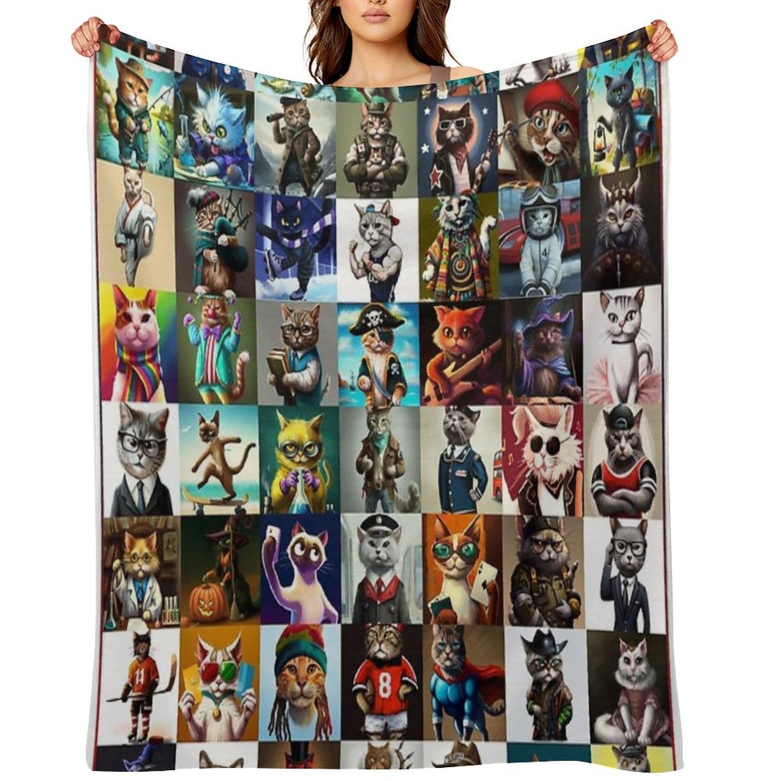 Cat Crazy Collection Puzzle Plush Throw Blanket