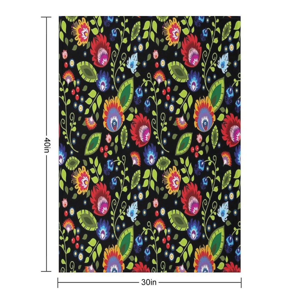 Polish Folklore - Beautiful Composition on Black Comfort Throw Blanket