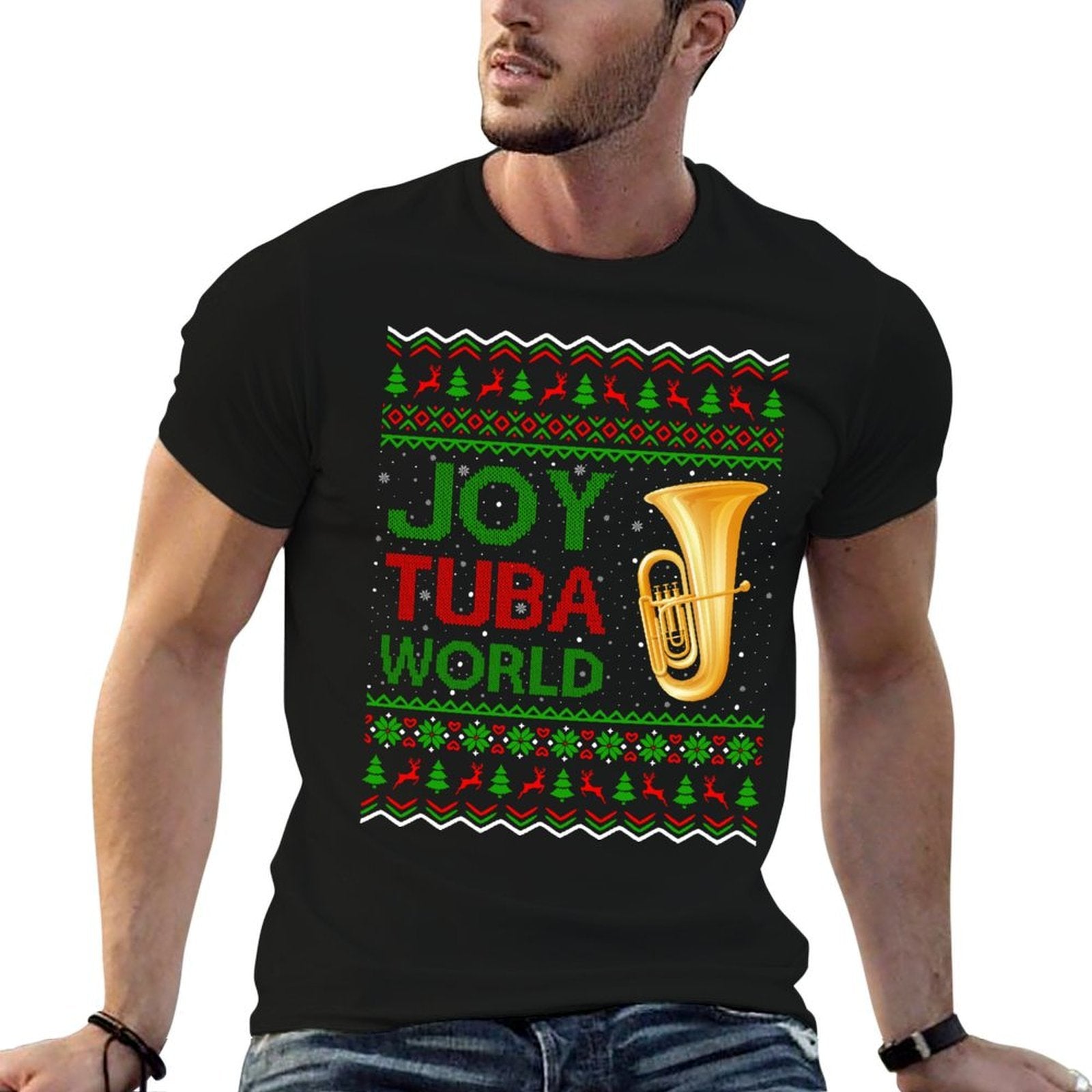 Joy Tuba World Music Lover Xmas Gift Ugly Tuba Christmas Sweatshirt  Relaxed-fit T-Shirt