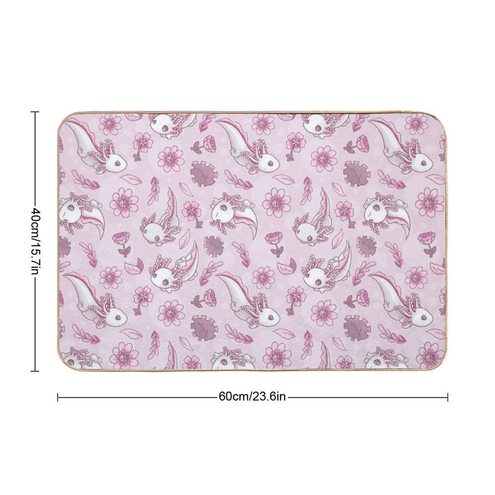 Floral Speckled Axolotl Pattern - Summer Edition  Slip-Resistant Bath Mat