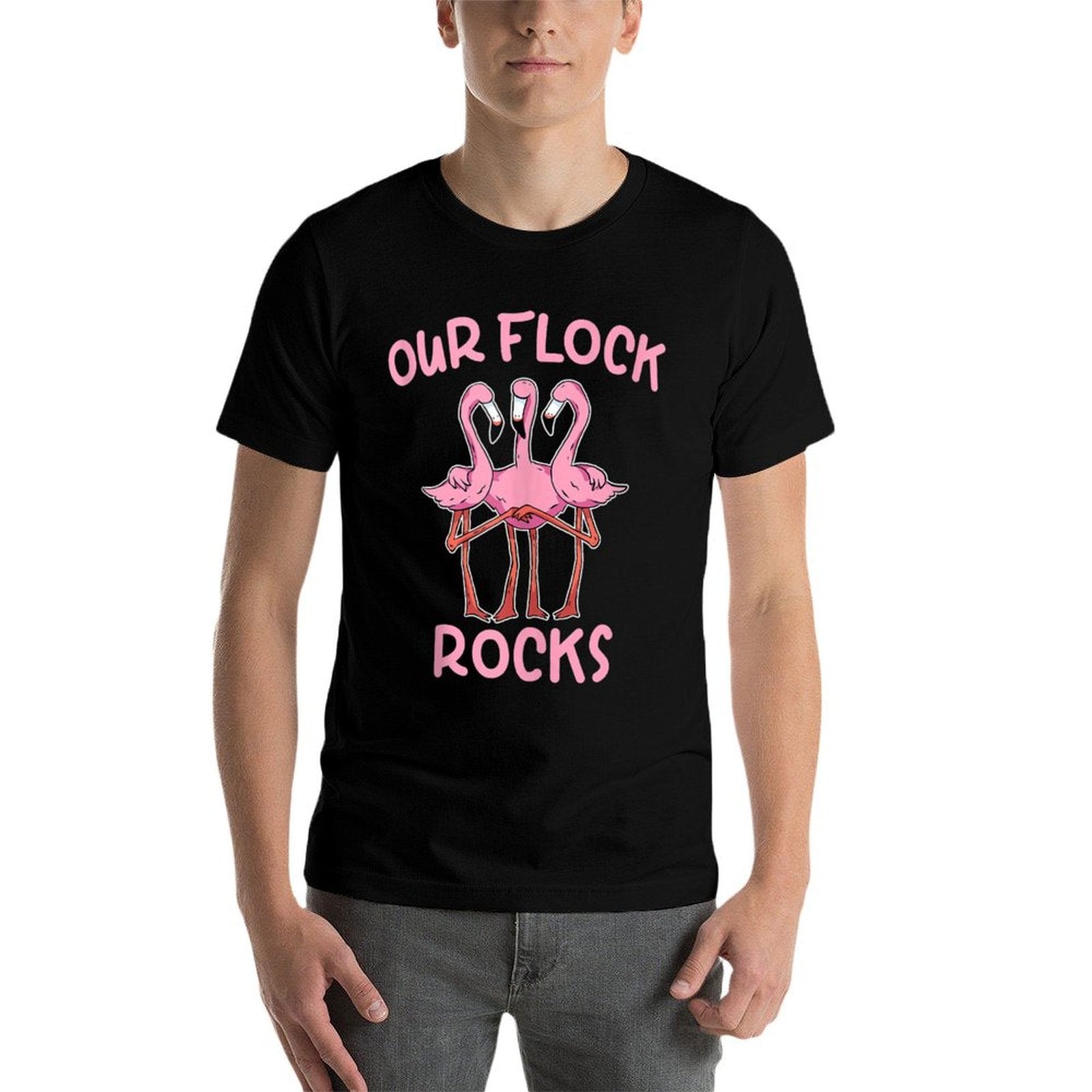 Our Flock Rocks Flamingo Matching Family Vacation Group Comfortable T-Shirt
