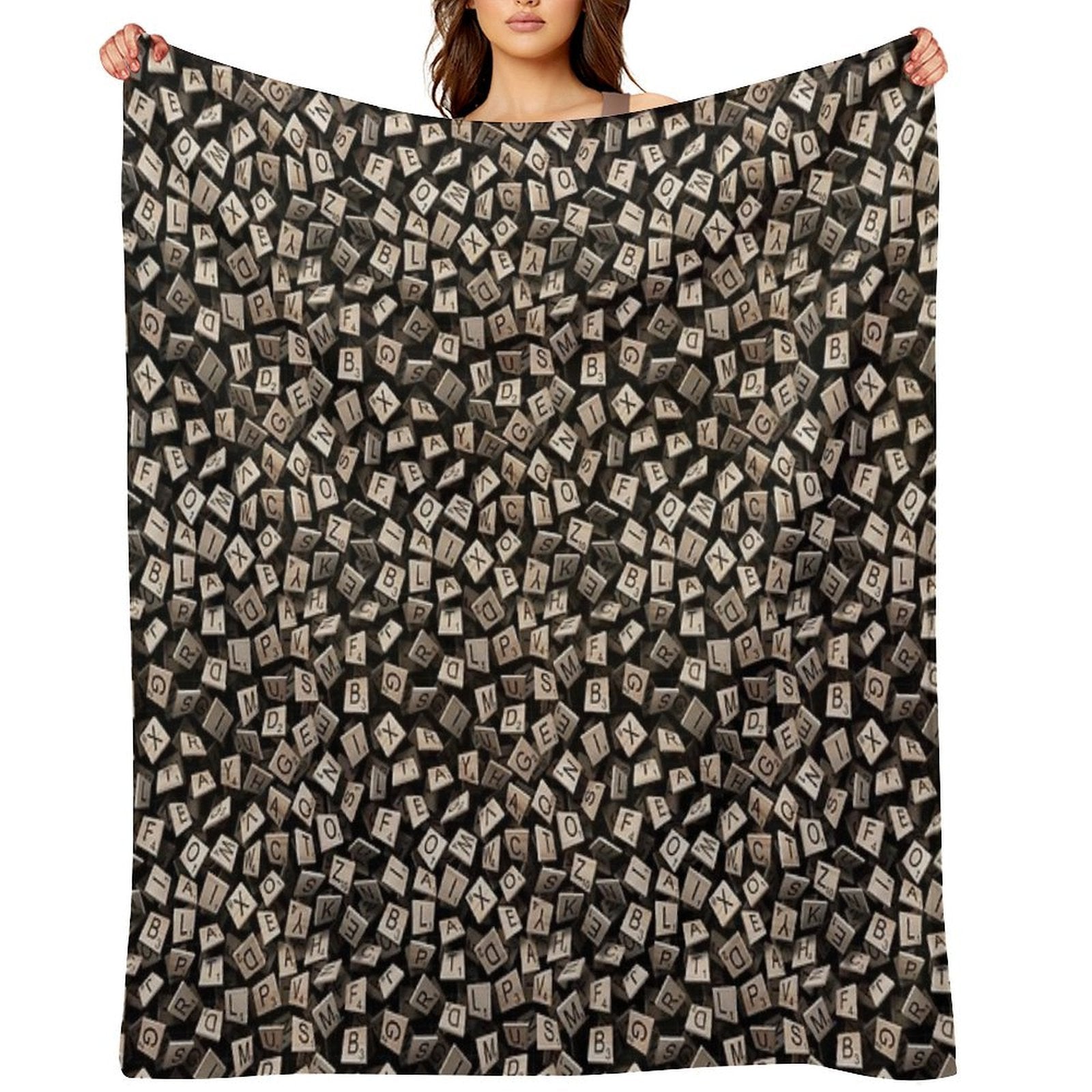 Scrabble Tile Madness Pattern Wrinkle-free Throw Blanket