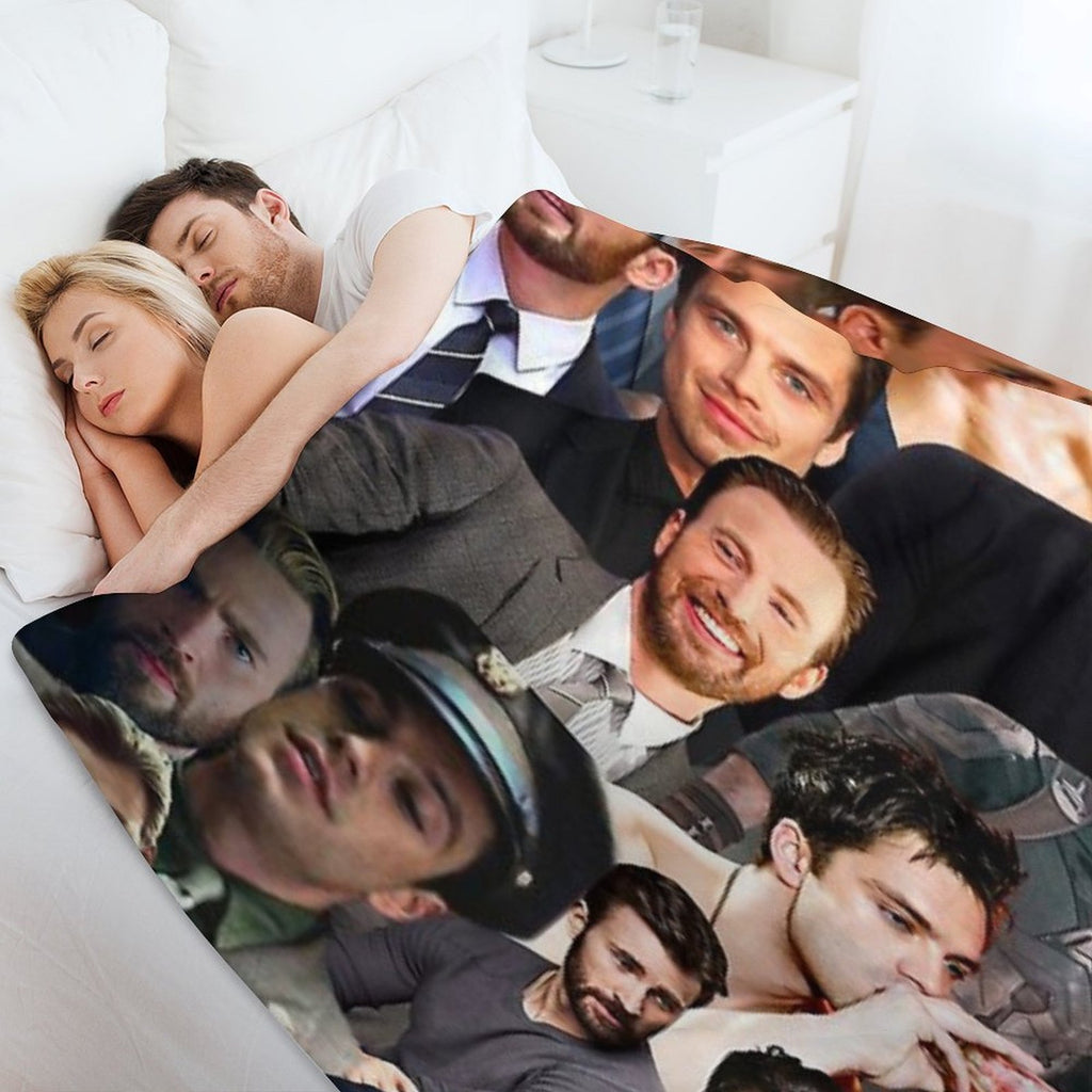 Chris Evans And Sebastian Stan Collage Merch Anti-pilling Throw Blanket