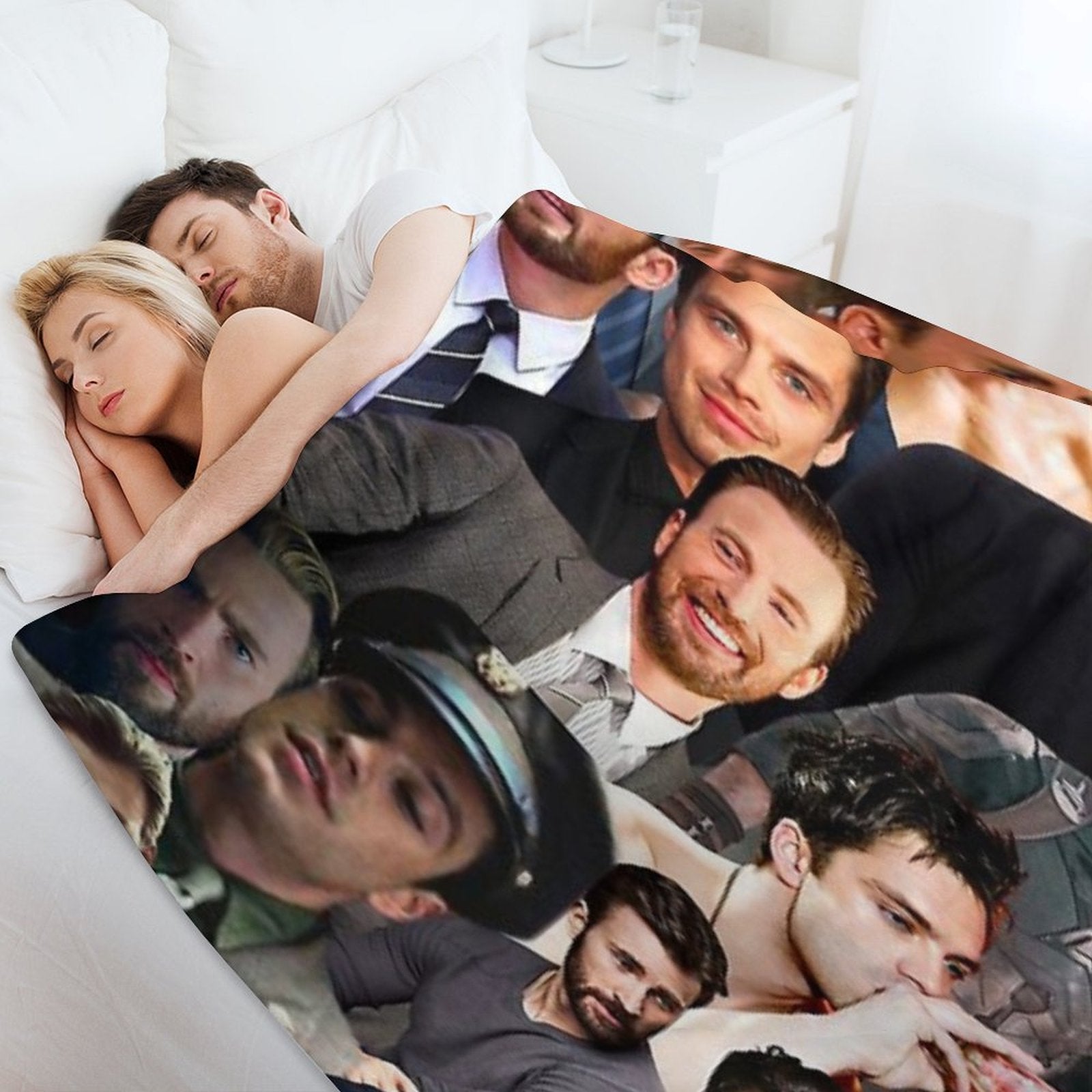 Chris Evans And Sebastian Stan Collage Merch Anti-pilling Throw Blanket