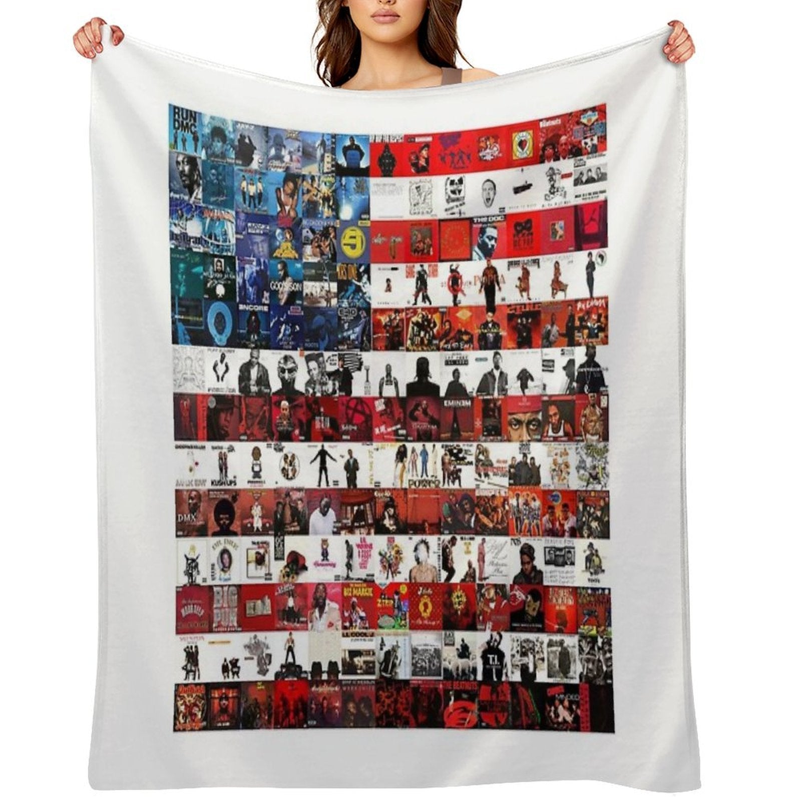 Hip Hop Album Cover Collage Flag Premium Throw Blanket