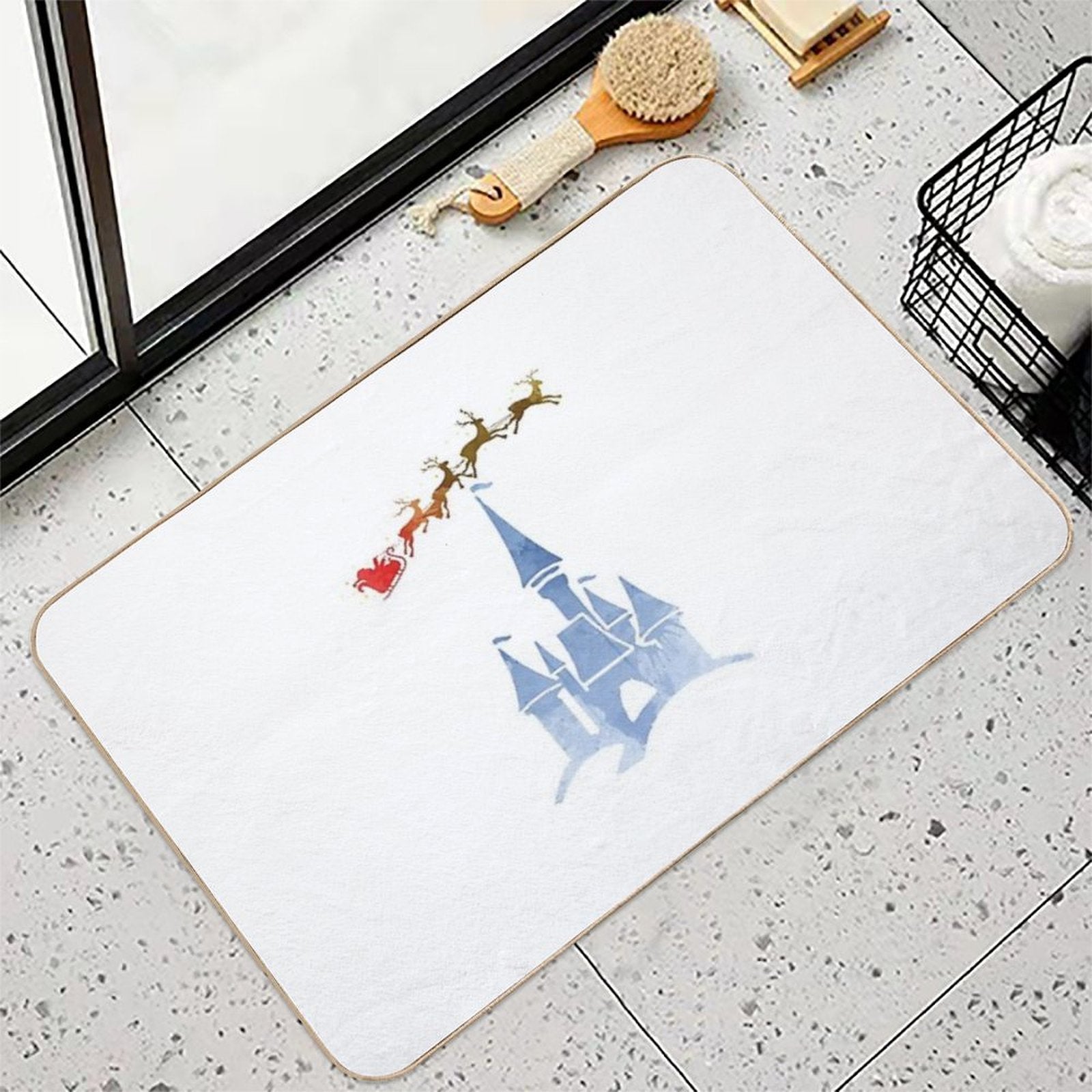 Christmas Castle Inspired Silhouette  Slip-Resistant Bath Mat