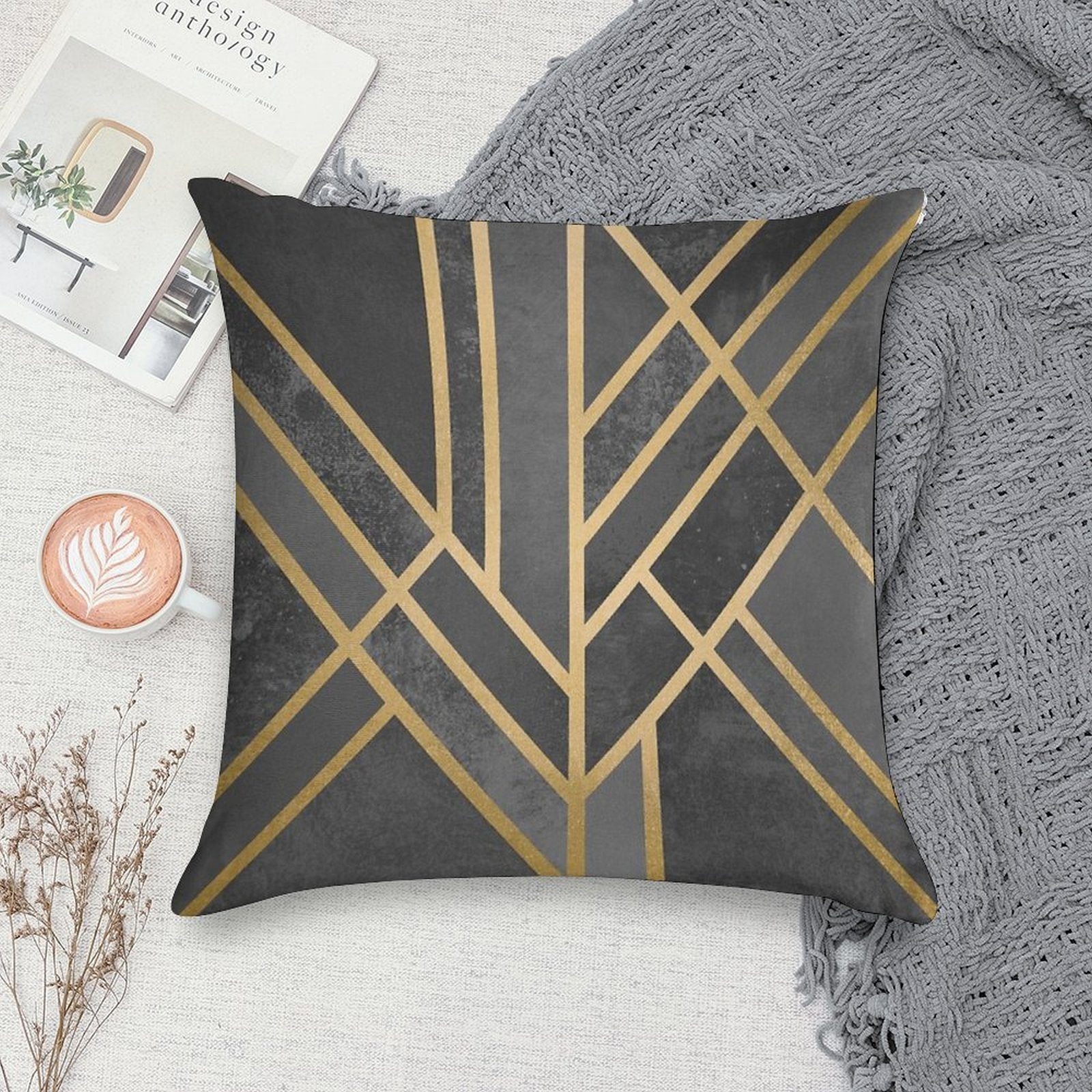Art Deco Geometry 1 Soft Anti-Pilling Throw Pillow