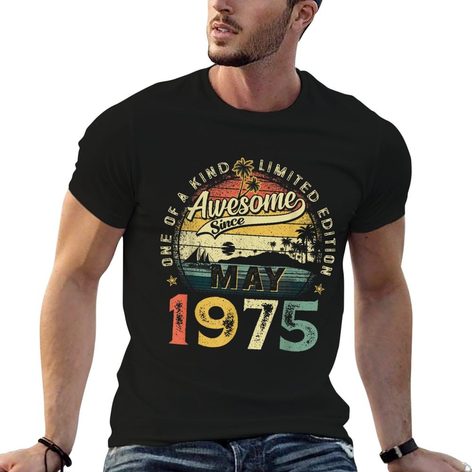 50 Years Old Vintage May 1975 Retro 50th Birthday Men Women  Trendy Pattern T-Shirt