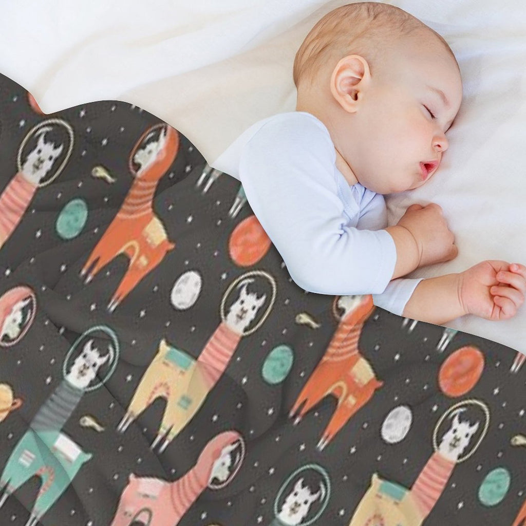 Astronaut Llamas in Space Shrink-resistant Throw Blanket