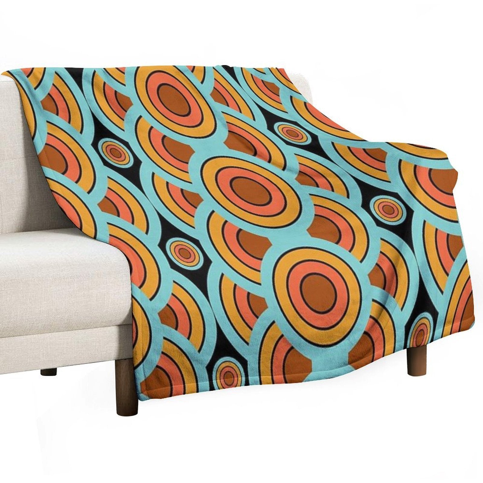 60s 70s Style - Retro Modern Circles - Vintage Mid-Century Versatility Throw Blanket