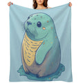 Adorable Fat Baby Seal - Playful Seal Design for Seal Lovers Easy Care Throw Blanket