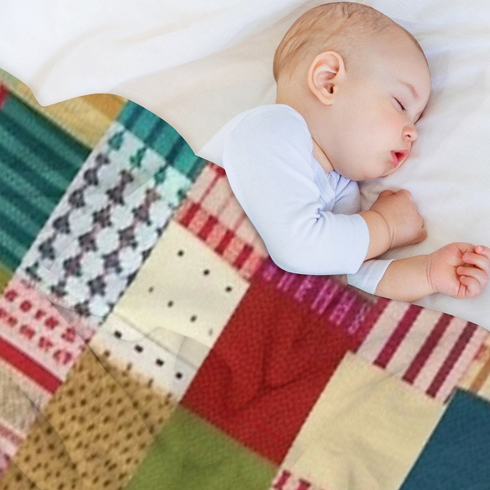 Burlap Patchwork Quilt Easy Care Throw Blanket