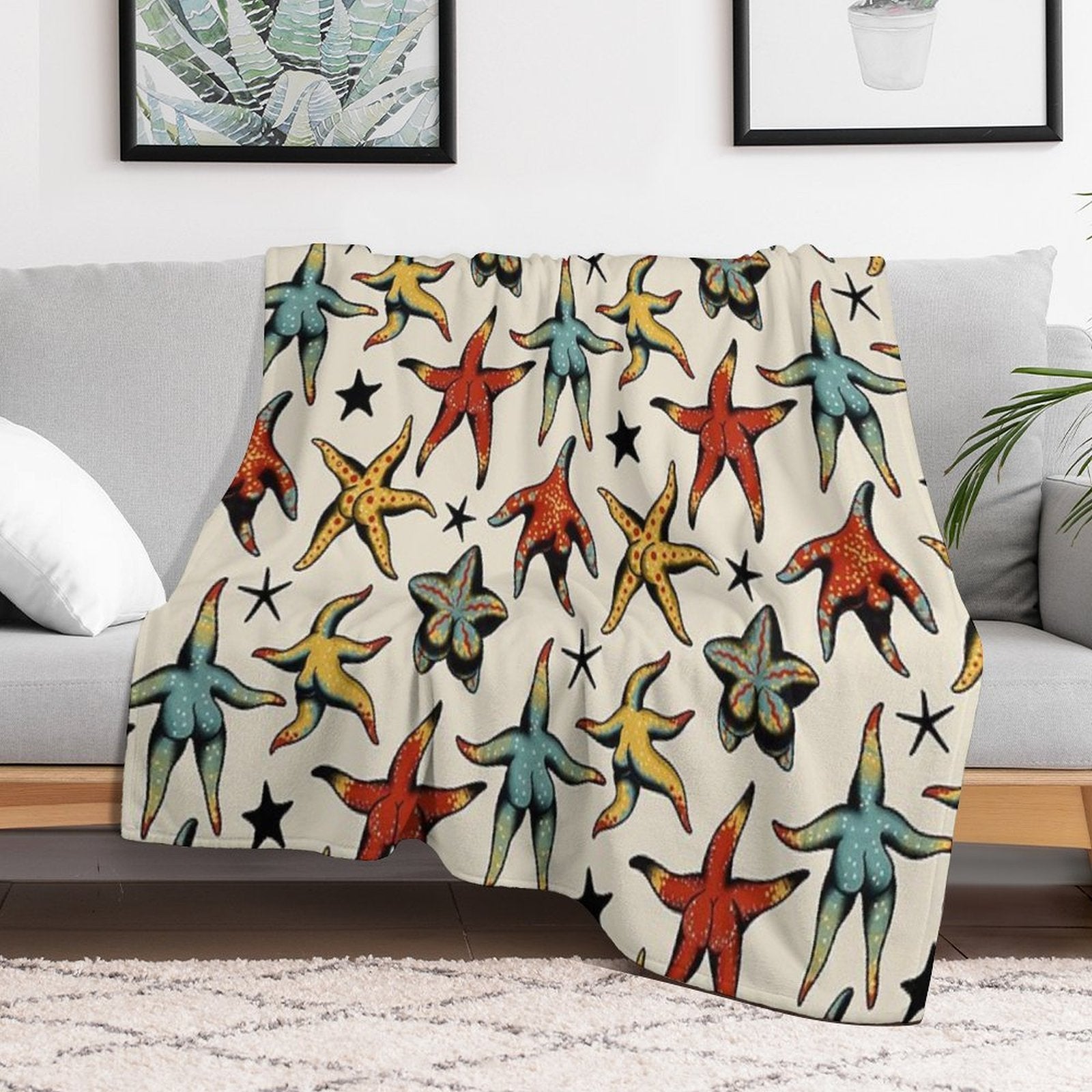 Starfish Booty Tattoo Flash Wrinkle-free Throw Blanket