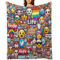 Internet Trends And Emojis Collage - Digital Pop Art Plush Throw Blanket