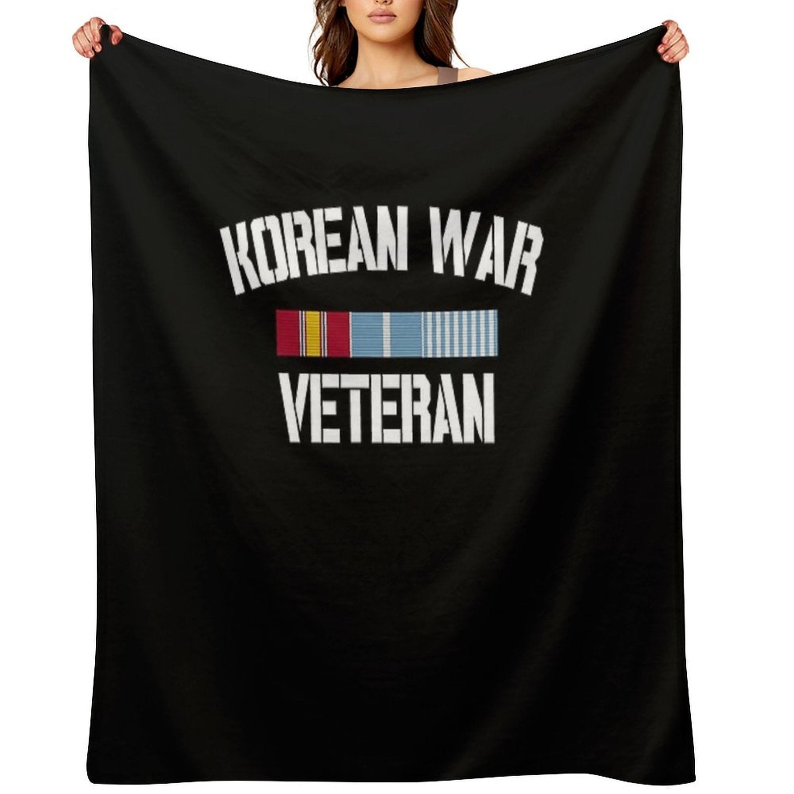 Korean War Veteran Pride Korea Service Ribbon Sustainable Throw Blanket