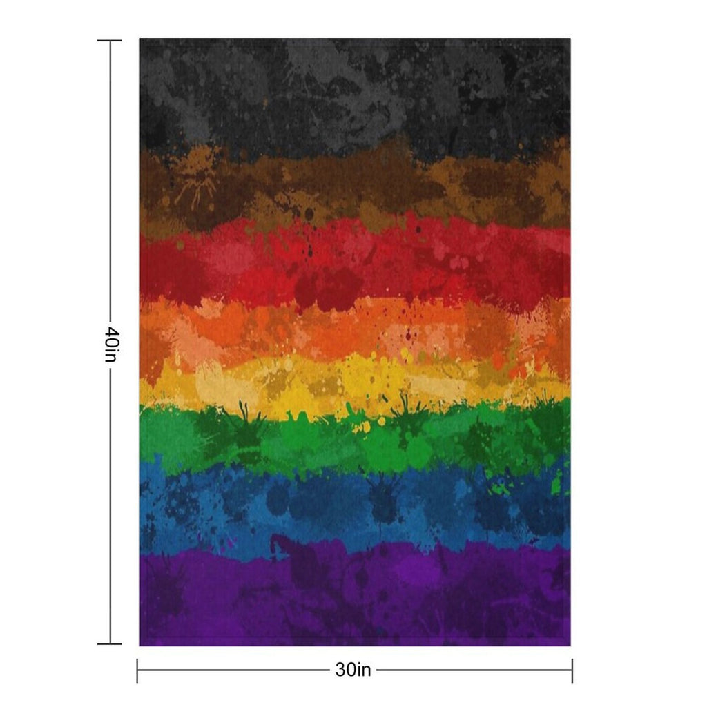 Abstract Paint Splatter Inclusive Rainbow Pride Flag Pattern Wrinkle-free Throw Blanket