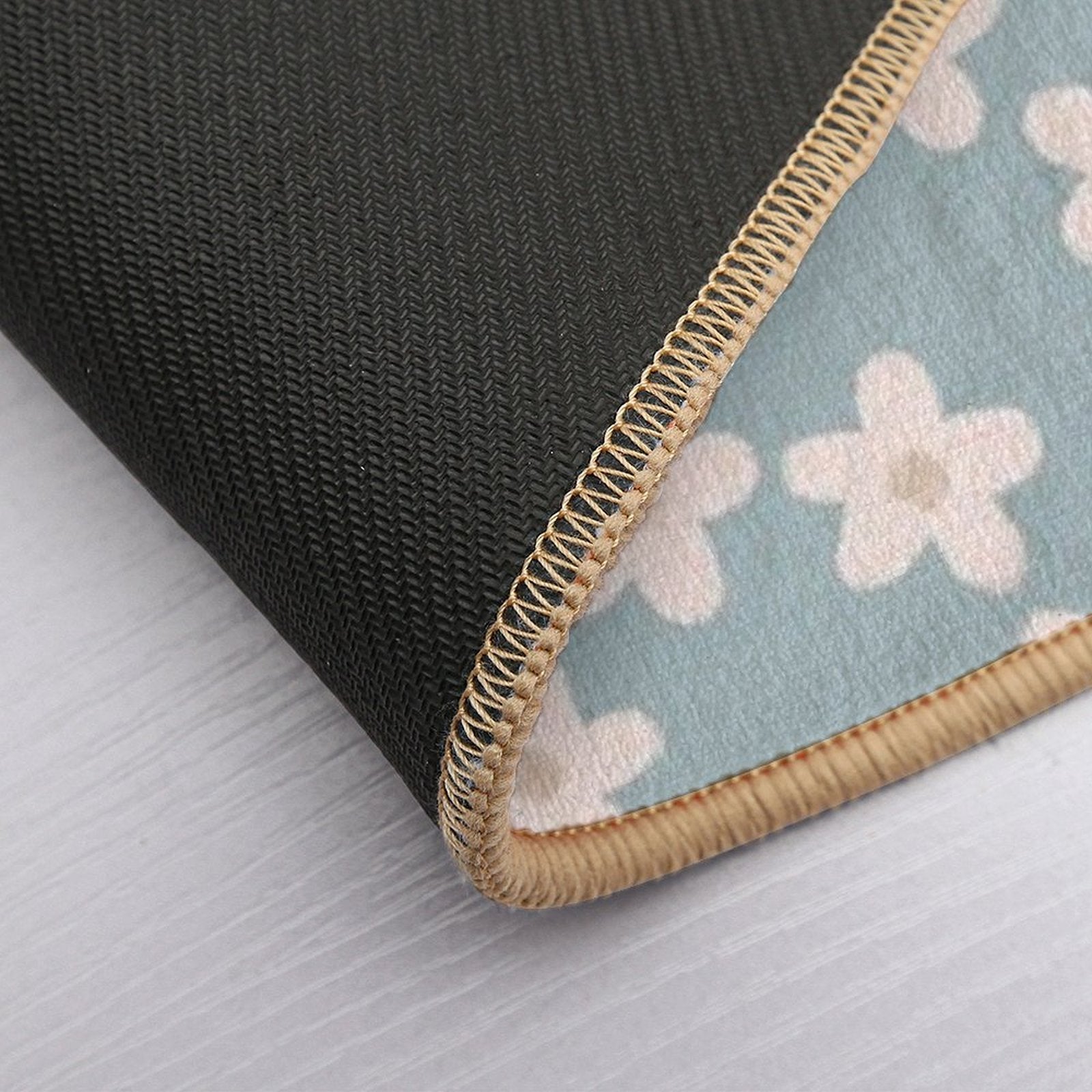 Spring Floral Daisy Print in Pastel Blue  Repositionable Bath Mat