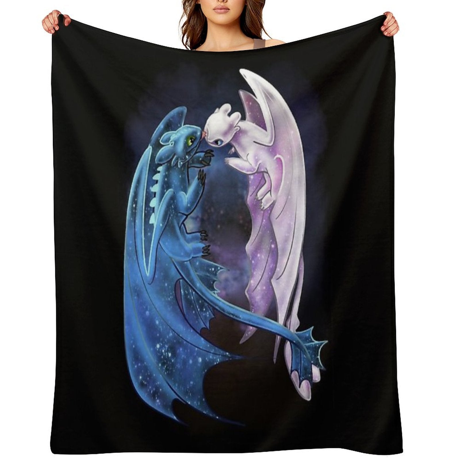 Dragon Heart - Starry Dragons - Toothless And Light Fury Machine-washable Throw Blanket