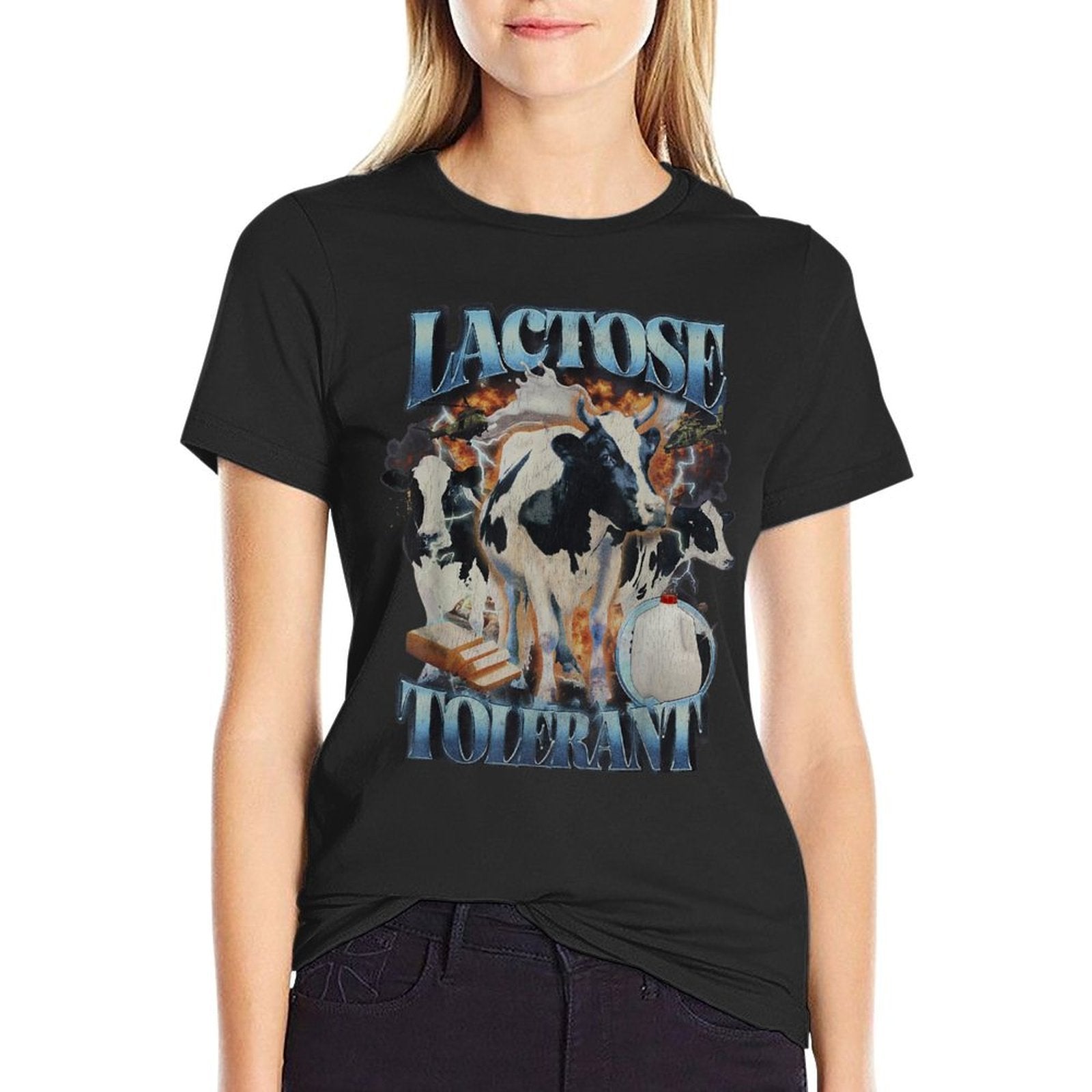Lactose Tolerant Funny Cow Farm Milk Men Women  Graphic-printed T-Shirt