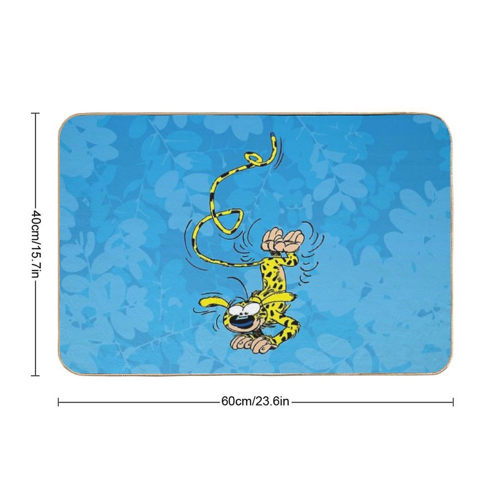 Marsupilami Handstand  Light Blue Design  Fade-Resistant Bath Mat