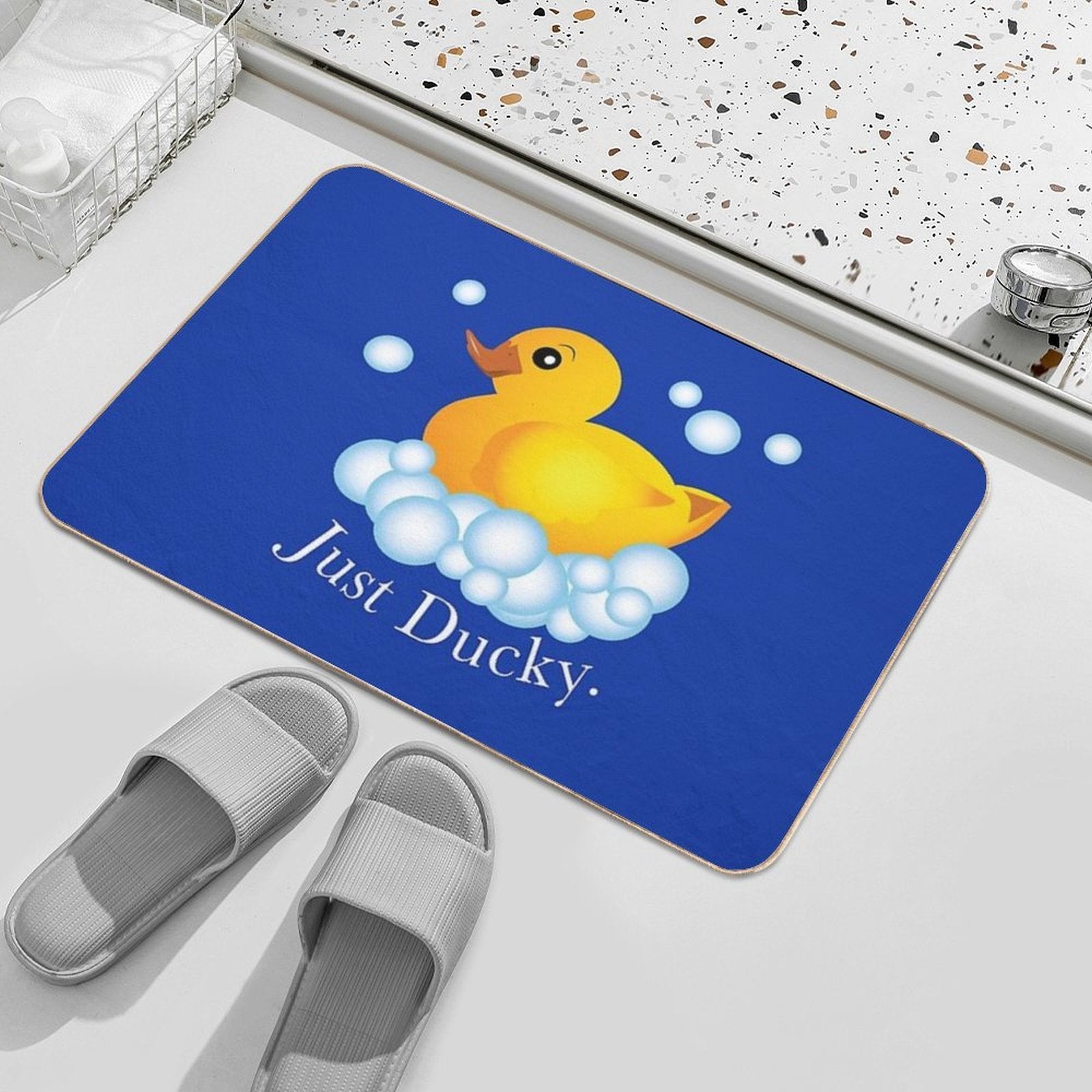 Just Ducky Rubber Duck And Bubbles Design  Odorless Bath Mat
