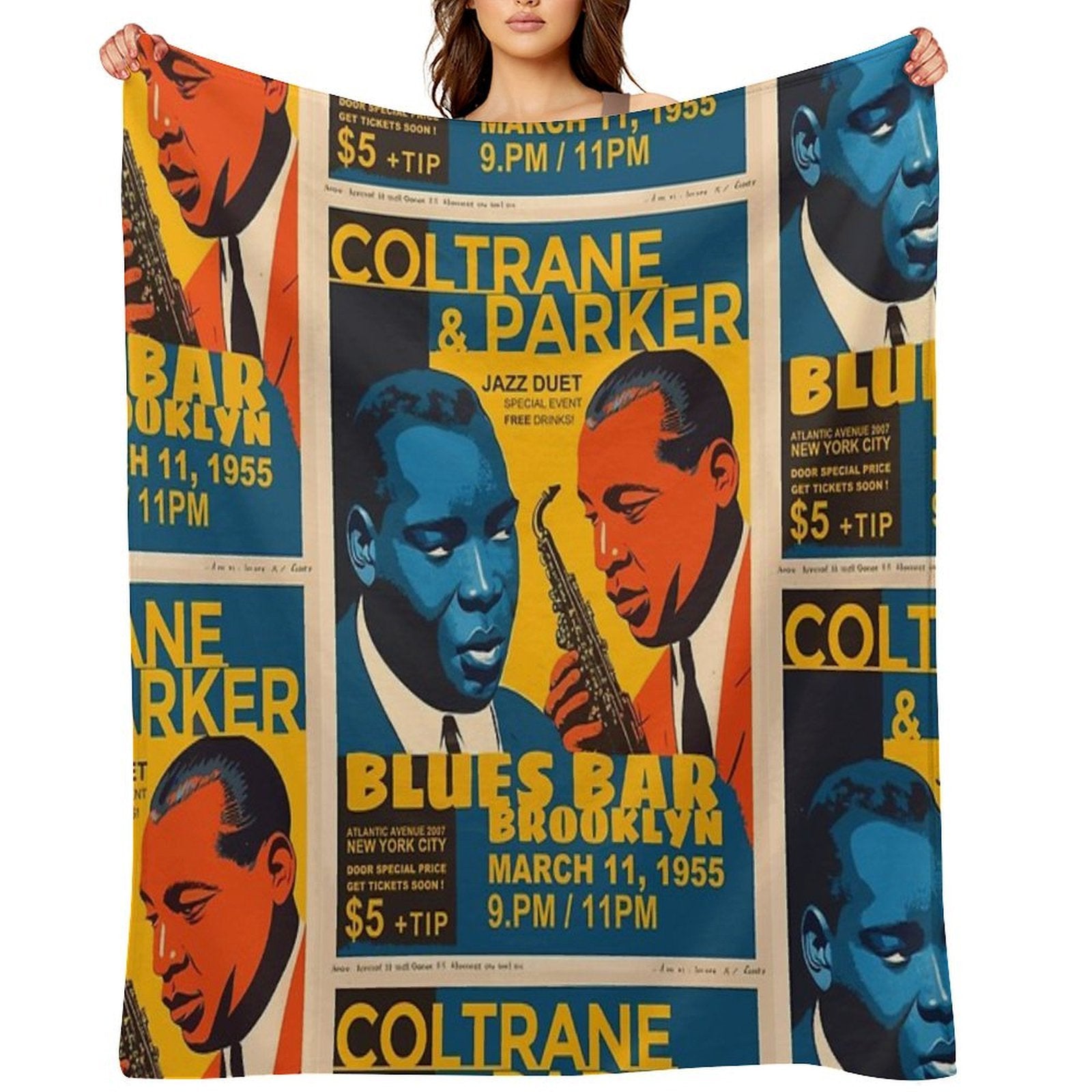 Jazz Poster Wrinkle-free Throw Blanket
