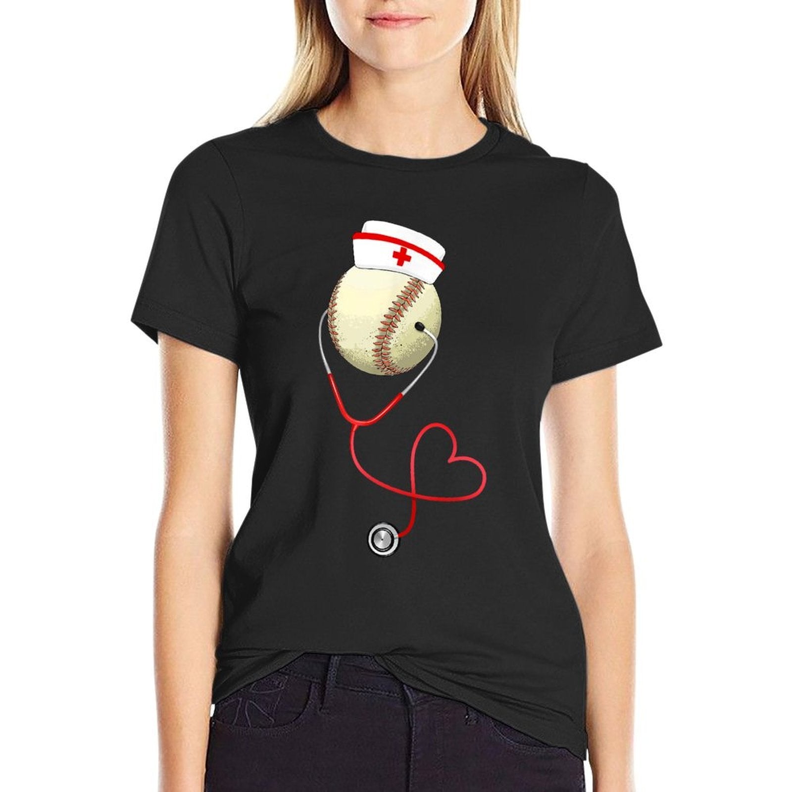 Baseball Nursing Funny For Nurses Day Sports Medical Lover  Durable T-Shirt