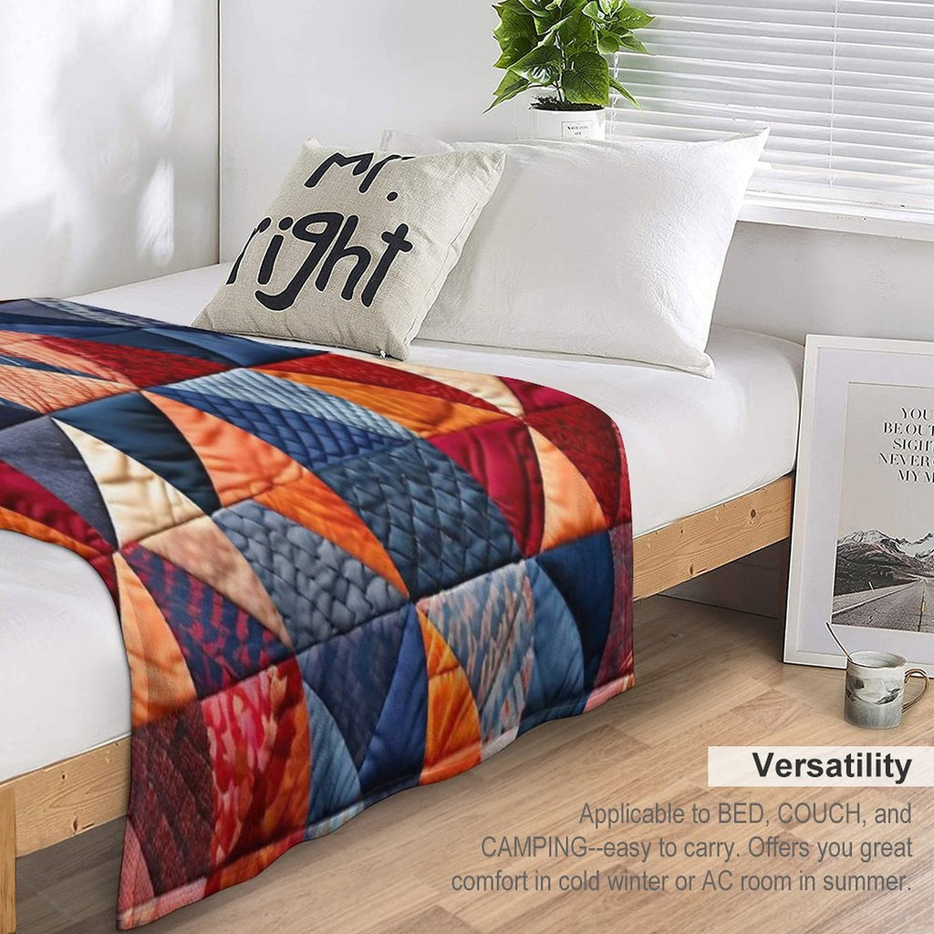 Quilted Patchwork Pattern Multi-functional Throw Blanket