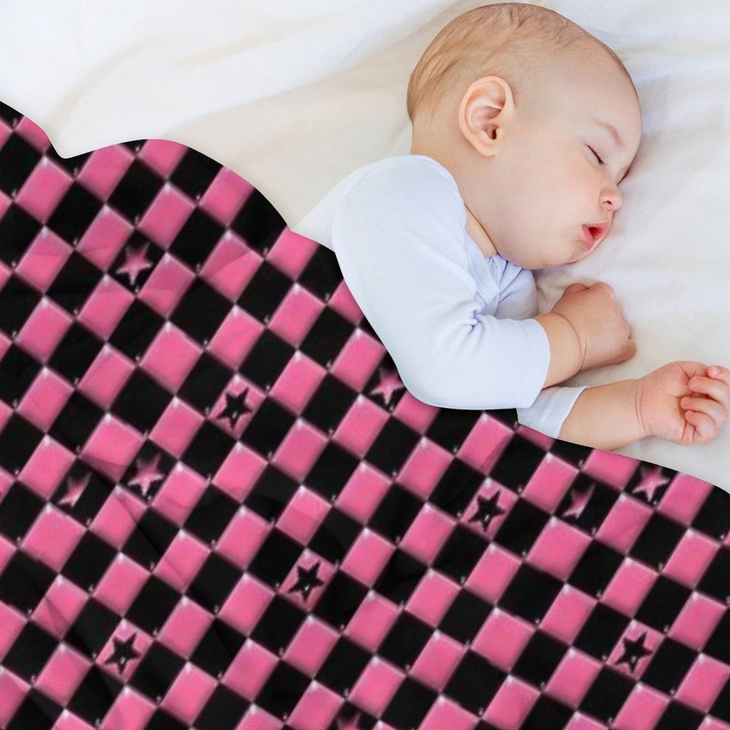 Emo Black And Pink Stars Machine-washable Throw Blanket