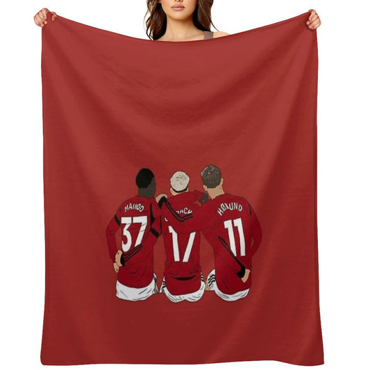 Kobbie Mainoo Alejandro Garnacho Rasmus Hojlund United Youth Trinity Minimalist Anti-pilling Throw Blanket