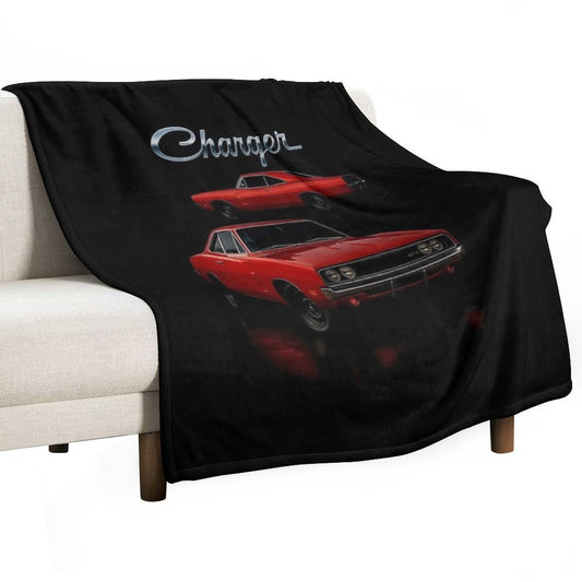 1970 Charger RT Red Classic Muscle Car Art Durable Throw Blanket