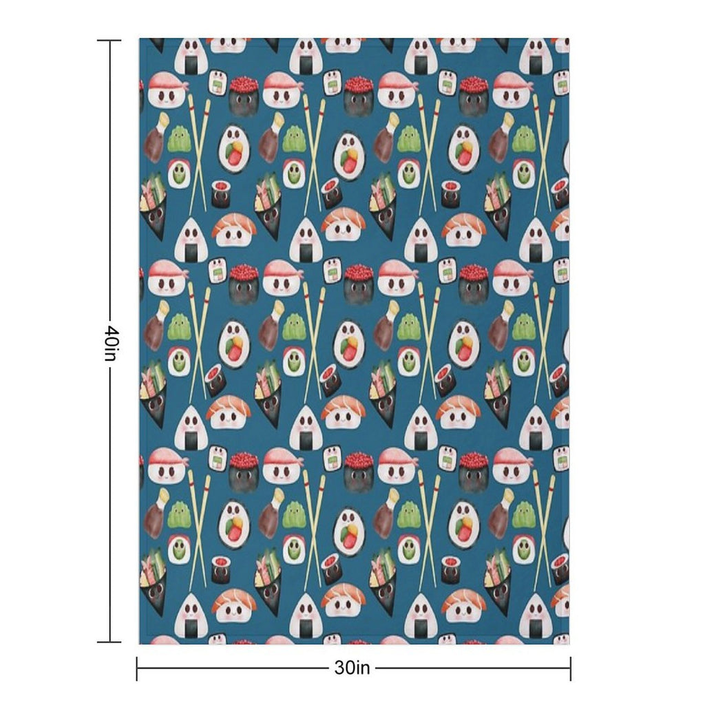 Kawaii Sushi Squad – Cute Japanese Food Illustration Versatility Throw Blanket