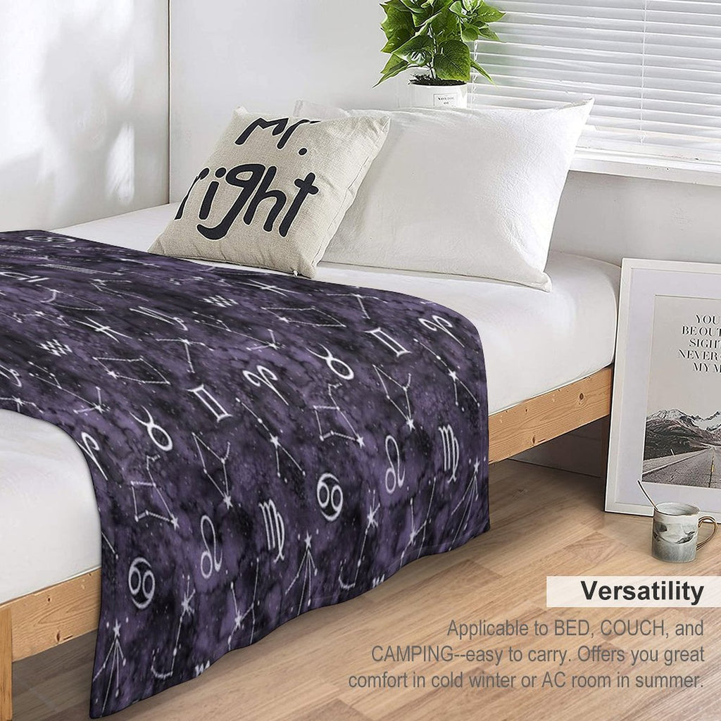 Zodiac Sky in Black Quick-dry Throw Blanket