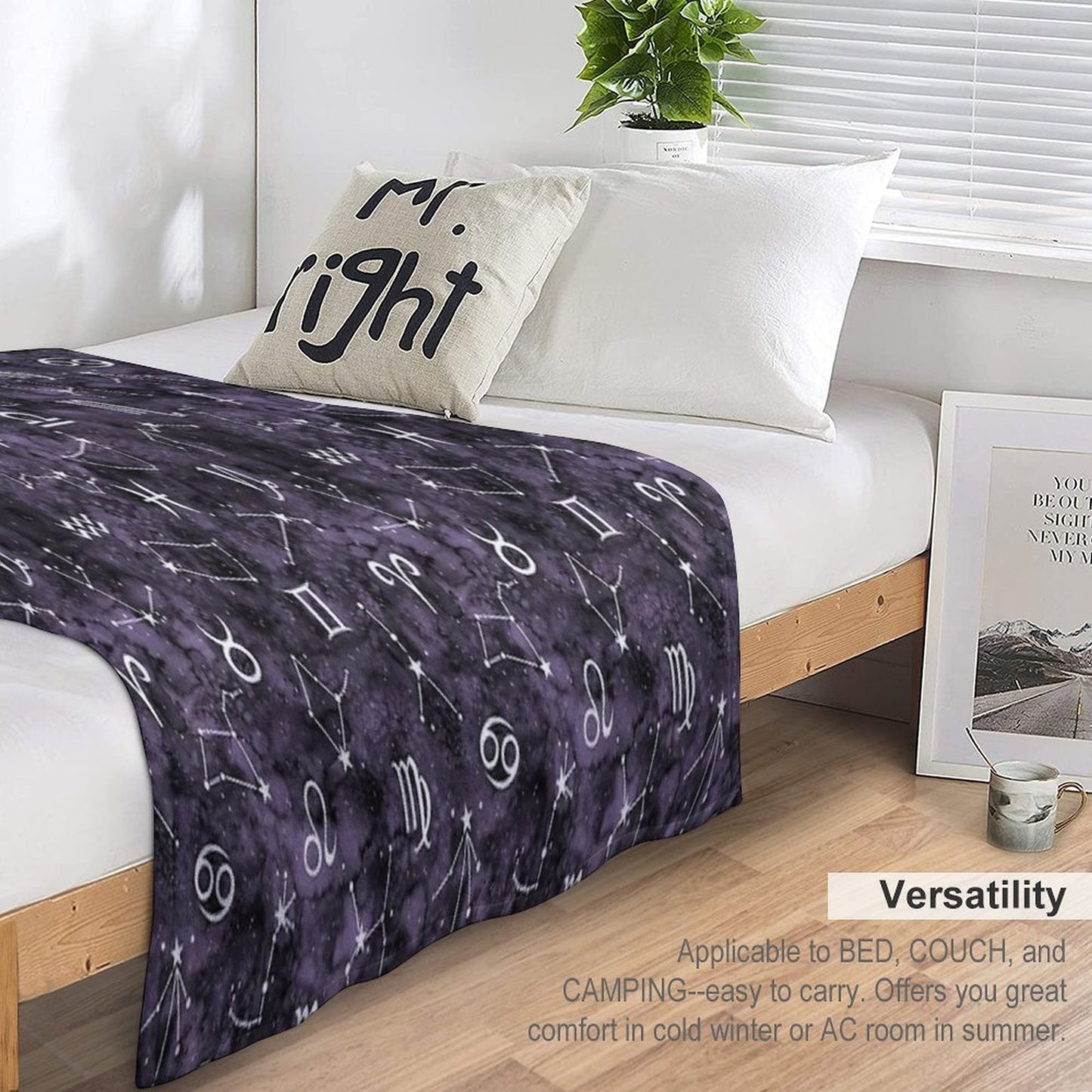 Zodiac Sky in Black Quick-dry Throw Blanket
