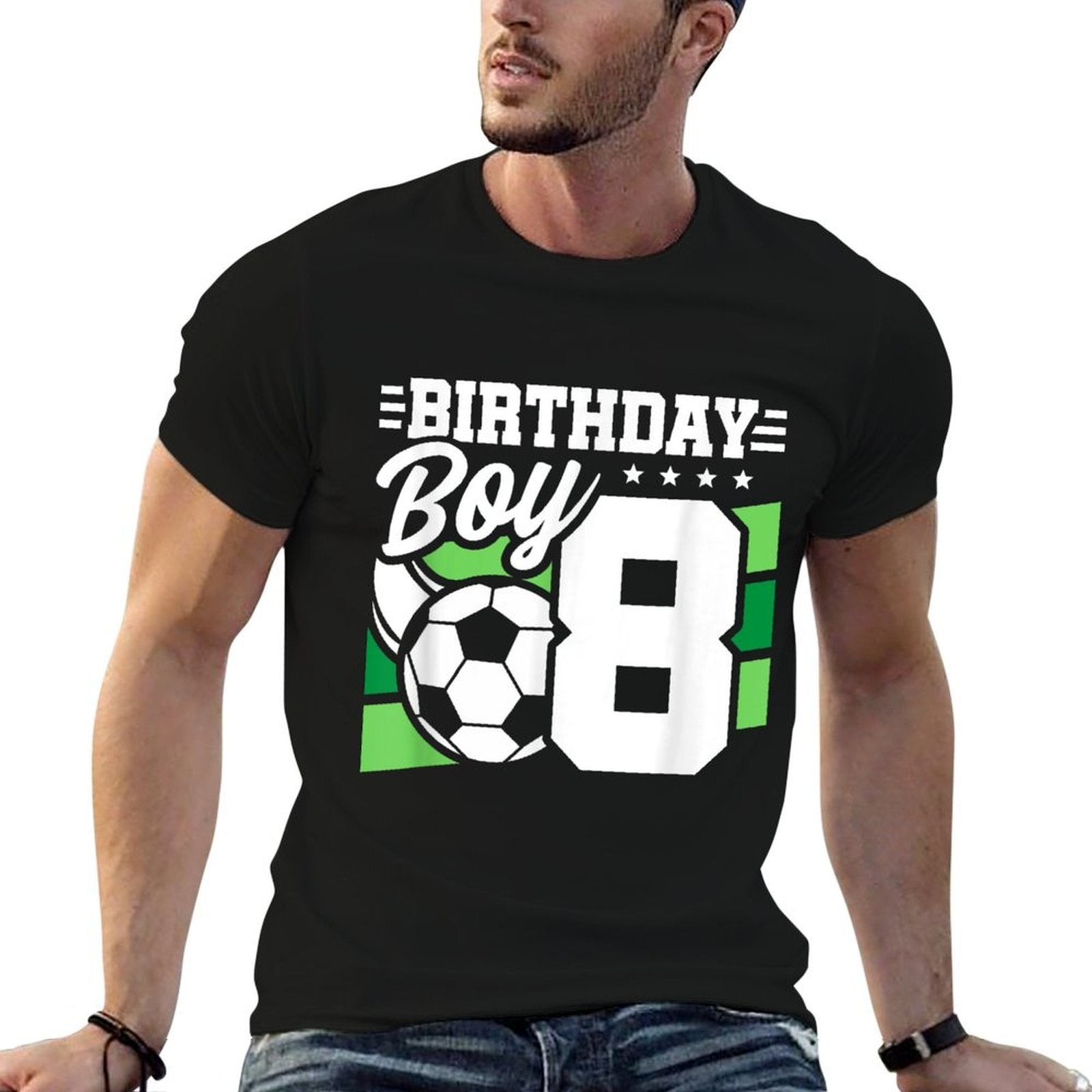 Soccer Birthday Party - 8 Year Old Boy - 8th Birthday  Oversized Silhouette T-Shirt
