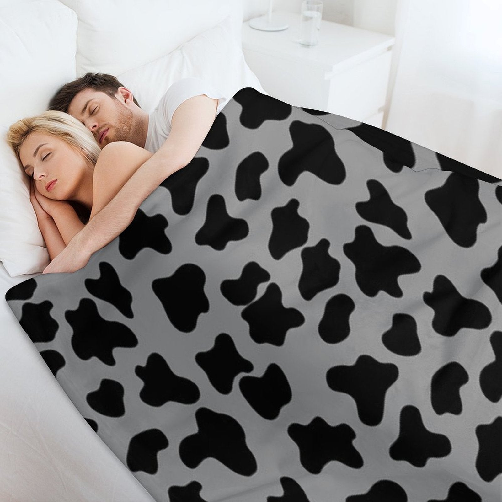 Cow Animal Print Pattern Black And Grey Gift-ready Throw Blanket