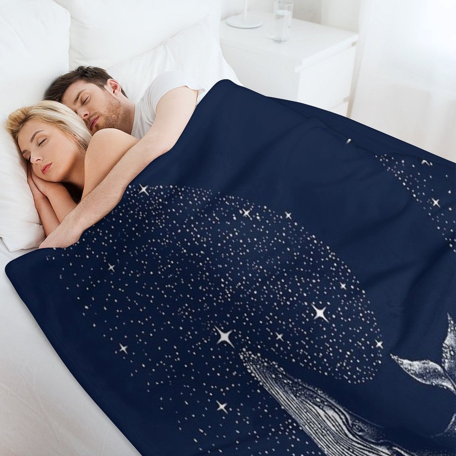 Starry Whale Wrinkle-free Throw Blanket